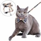 Nylon Webbing Adjustable Cat Harness Kitty Rabbit Plaid With Removable Bowtie